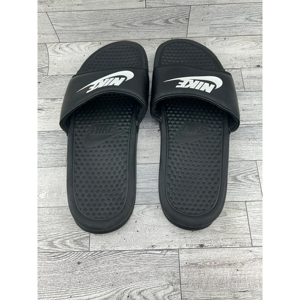 Nike Benassi JDI Black White Slide Sandals 343880-090 Mens 8 Womens 9.5